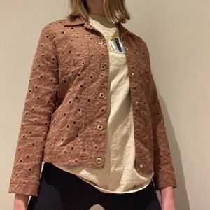 Brown light jacket with floral pattern